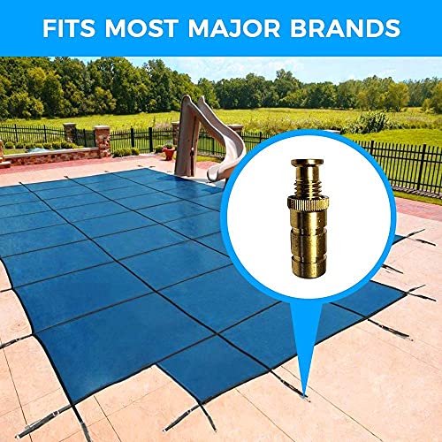 Wood Grip Pool Cover Anchors Concrete And Pavers Deck - Universal Size Fits 3/4" Hole - Best For Pool Safety Cover Installation - Durable Brass Pool Cover Anchors And Head Screw Bolts (5 Pack) #TOP6