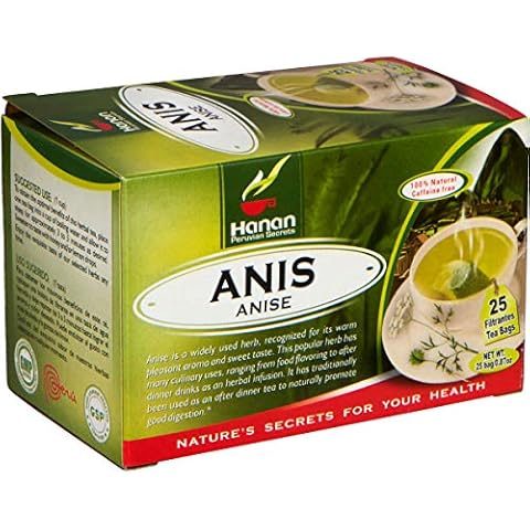 Hanan Anise Tea (Te de Anis) - 25 Tea Bags - All Natural Anise Herb in Filtered Teabags - Herbal Tea from Peru for Pleasant Aroma and Taste, Cooking, Digestion Cover