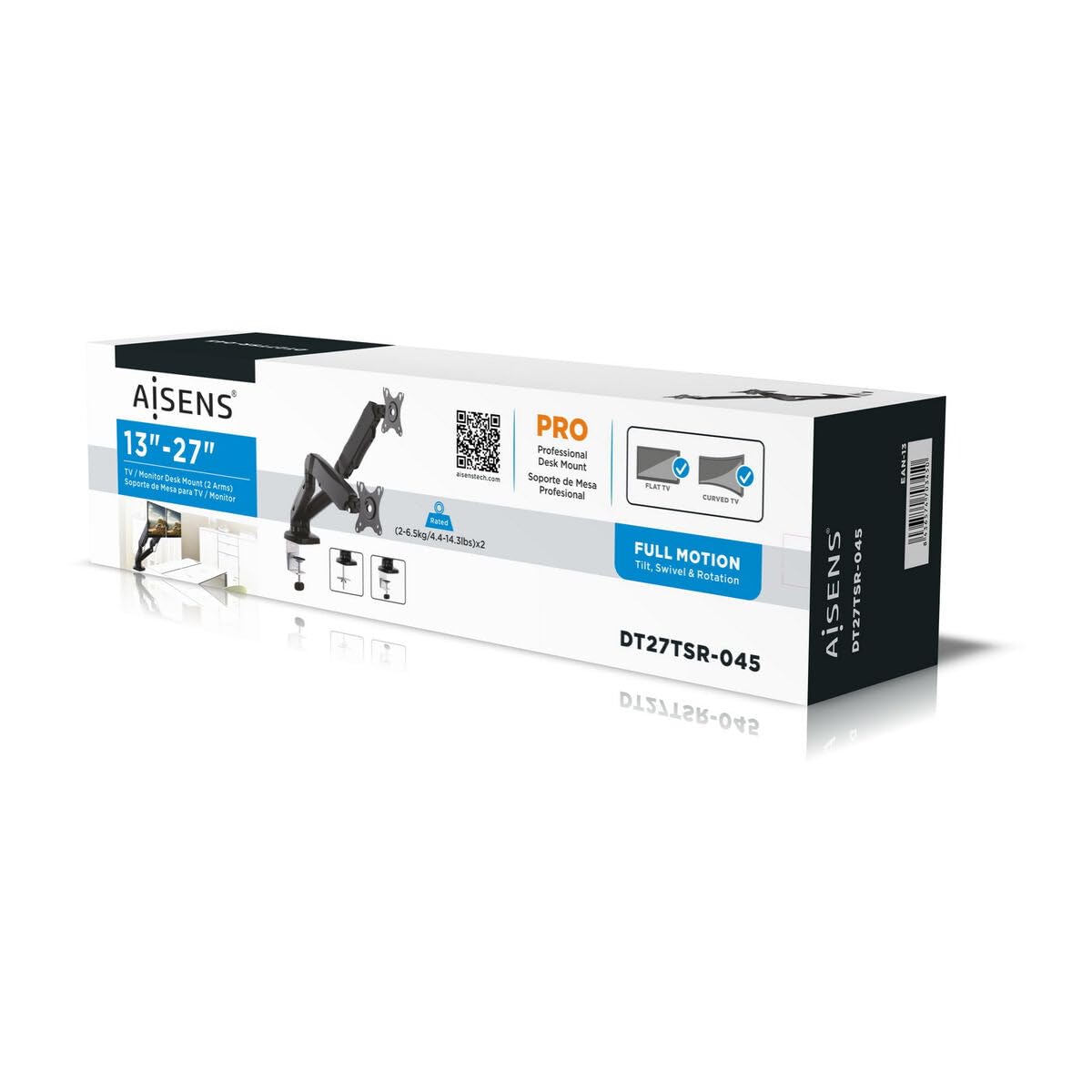 AISENS DT27TSR-045 - Soporte de Mesa para Monitor DE 13"-27", Color Negro