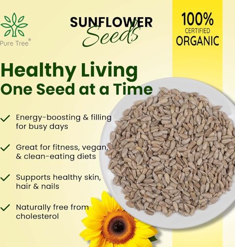 Image of Pure Tree Certified Organic Sunflower Seeds | 400 g | Glass Jar | Surajmukhi ke Beej | Raw Sunflower Seeds | Organic Seeds for Eating Rich In Healthy Fats & Fiber