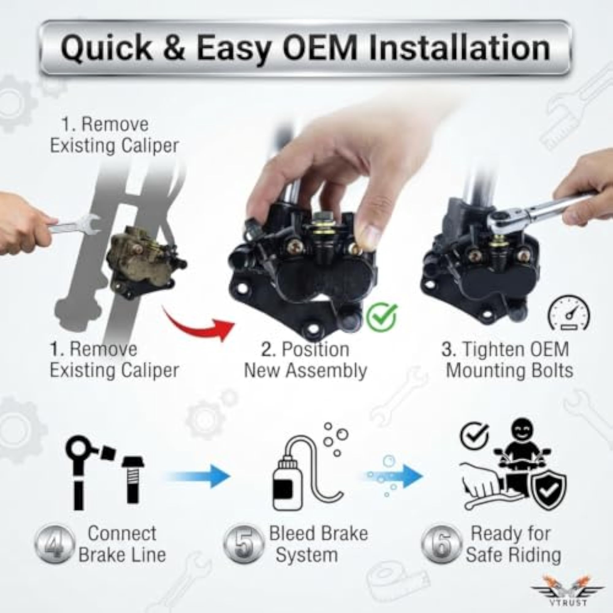 Front Brake Caliper Assembly Compatible for Royal Enfield Bullet