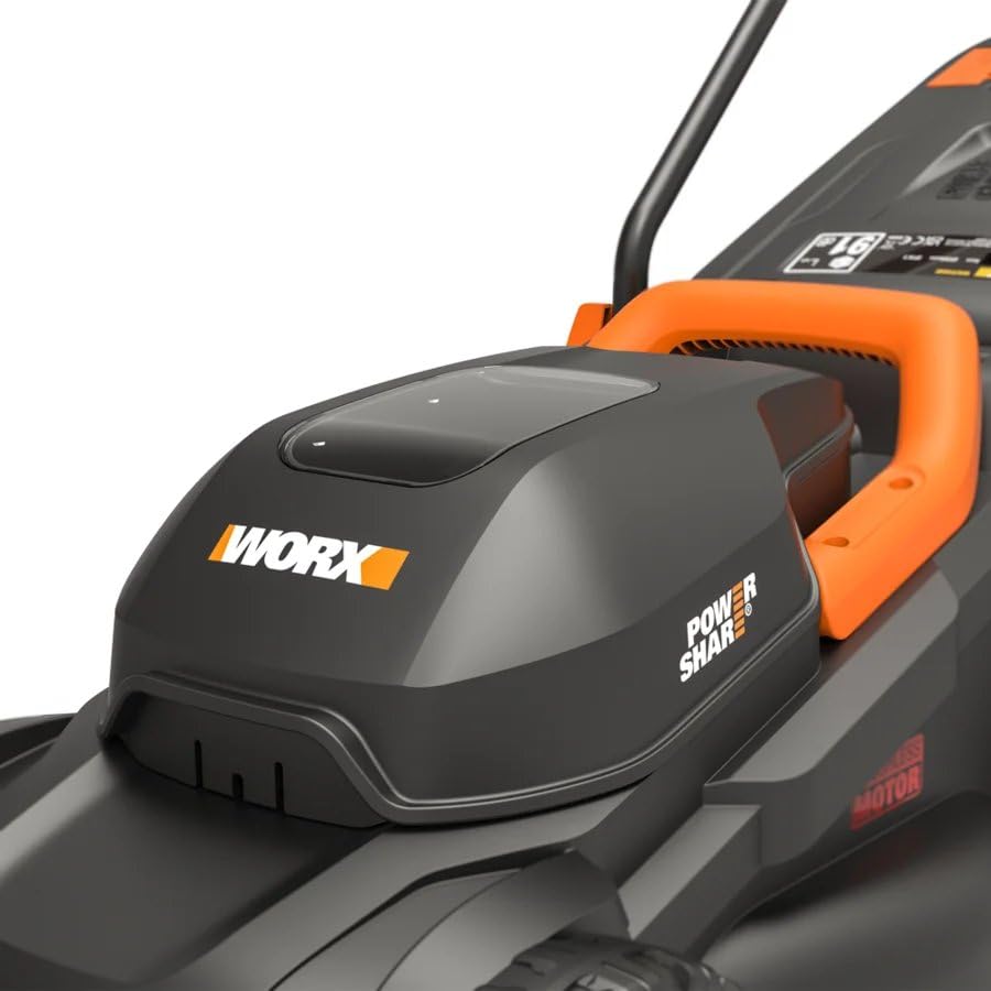 WORX WG730E Akku-Rasenmäher 20V - kraftvoller bürstenloser Motor - ideal für Gärten bis zu 200m² - 30cm Schnittbreite - Cut-to-Edge - 3 einstellbare Schnitthöhen - inkl. 4Ah Akku & Ladegerät
