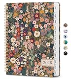 2026 Planner, Weekly and Monthly Planner for Women, January 2026 - December 2026, Hardcover 2026 Calendar Planner Book with Tabs, Inner Pocket, Spiral Bound, Perfect for Office Home School Supplies - A5 (6.3' x 8.5'), Petals