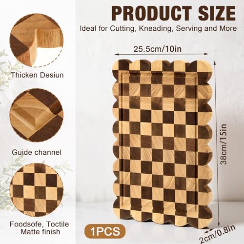 Tabla de cortar rectangular de madera de 42x30 cm miniatura 2