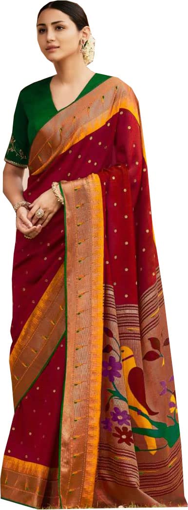 GenericRaj Shree Fashion Banarasi Silk Saree Wending Party Wear Designer Saree Length Saree 5.5 Meter Jacquard Saree Ethnic Wear Woman Unstitched Blouse Piece BAN$21