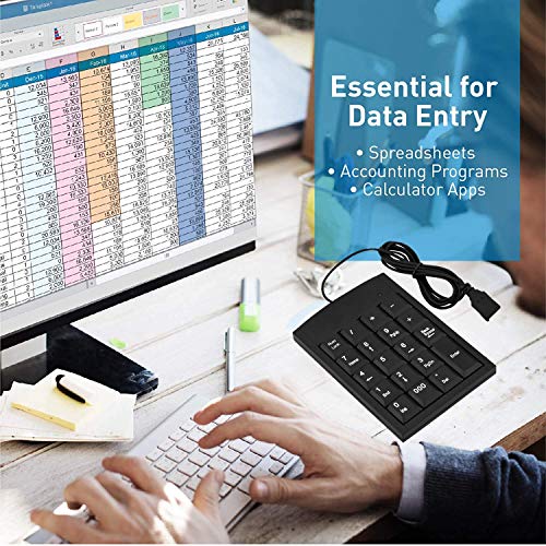 Wired Usb Number Pad, 19 Keys Mini Portable Numeric Keypad, External Number Keyboard For Laptop Desktop Notebook Computer Pc, Plug And Play #TOP1