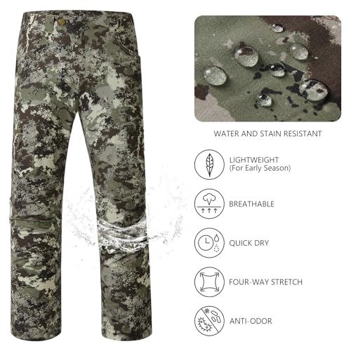 BASSDASH Men’s Lightweight Hunting Pants 4-Way Stretch Breathable Water Resistant for Turkey Early Season Spring Summer3