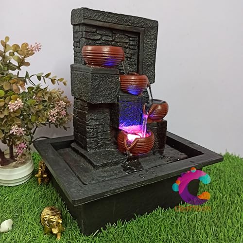 Image of Decorative Water Fountain for Home Decor, Office, Indoor & Outdoor, Garden, Puja Room, Vaastu, Reception, Spa, Gifting. (Black Stone)