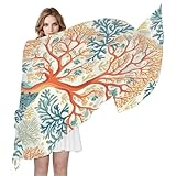 Mexpekil Langer Seidenschal für Damen, Korallenschals und Wraps, weiches Kopfhaar, Halstuch, leichte Bandanas, Damen, Geschenke für Hochzeit, Sommer, Strand