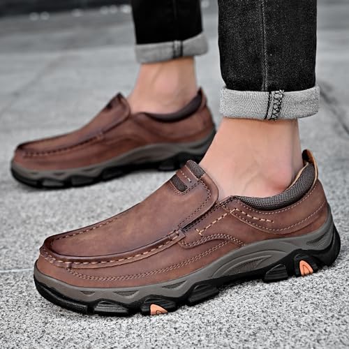 Men's Orthopedic Walking Shoes Genuine Leather Slip On Loafers, Comfortable Non-Slip Driving Loafers for Men4