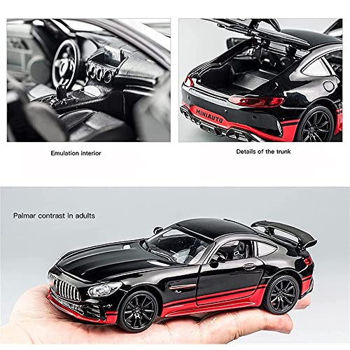 Image of 1:32 AMG GTR Toy Car Die Cast Metal Toy Car for Kids Light Soun Pull Back Openable Door