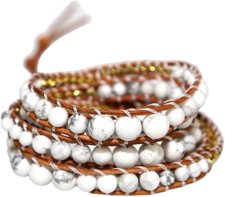 ZOSOJONA Boho Wrap Bead Bracelet for Women - Handmade Adjustable Natural Stone Beaded Bracelets Yoga Healing Bracelet Bangle Hippie Jewelry