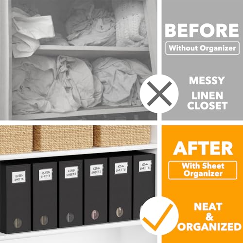 Image of SpaceAid 6 Pack Bed Sheet Organizers and Storage, Foldable Sheet Organizer for Linen Closet, Sheets Set Folder Keeper with Window XL (Queen & King Size) Bedding Container, (Black, 6 Pack)