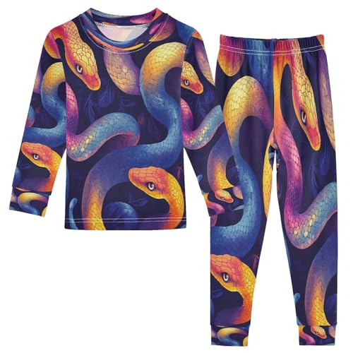 Pajama Sets Long Sleeve Watercolor Cute Snake Soft Comfy Sleepwear 2 Piece PJS 3-8T