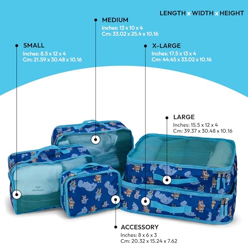 Bluey Bingo Packing Cube Set - Bluey Bingo Bandit, Chilli, Stripe, Trixie - 5 Piece Packing Cube Travel Essential - Luggage Organizer Set - For Kids,Teens,Adults2