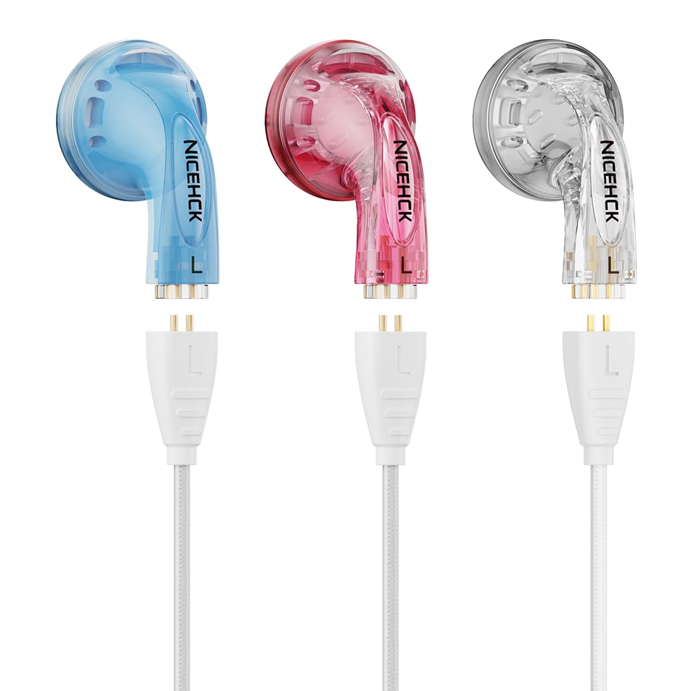 NICEHCKYDX Earbuds for iPhone 3.5mm Headphones, HiFi Sound Audiophile Earphones No Mic for 5 Year Warranty, Bass Stereo Wire in-Ear for Android, PC, MacBook, Laptop, Gaming (Blue no mic)