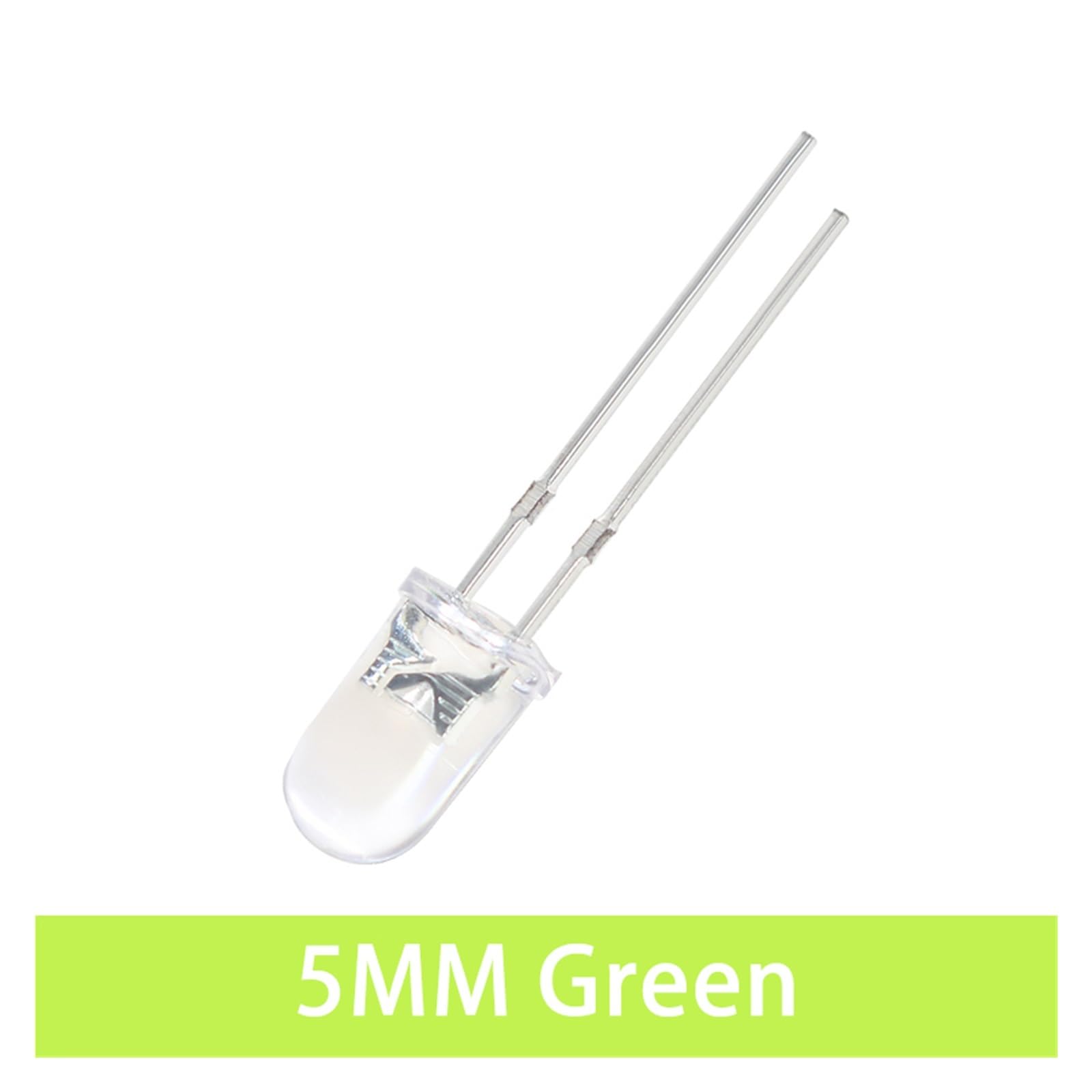10 PCS Transparent LED Diode 5MM White Orange Red Yellow Blue Green LED Diodes Lights (Green)