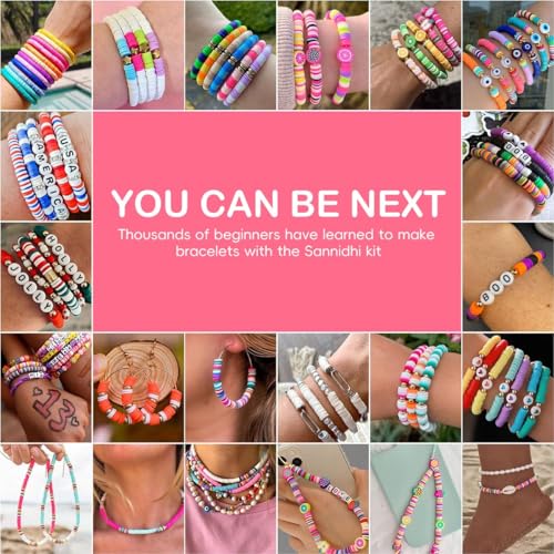 Image of ZORVO Premium Clay Bead Jewellery Making Kit - DIY Bracelet Making Set for Girls, Ultimate 4500+ Pcs Heishi Clay Beads Se, Clay Beads, Shells, and Pendants for Jewellery DesignComplete Jewellery Making Combo - Clay Beads, Charms, Scissors, and Crystal Threa