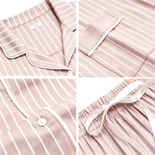Image of SWOMOG Womens Button Down Pajamas Set Short Sleeve Sleepwear Bride Soft Pj Lounge Sets XS-3XL