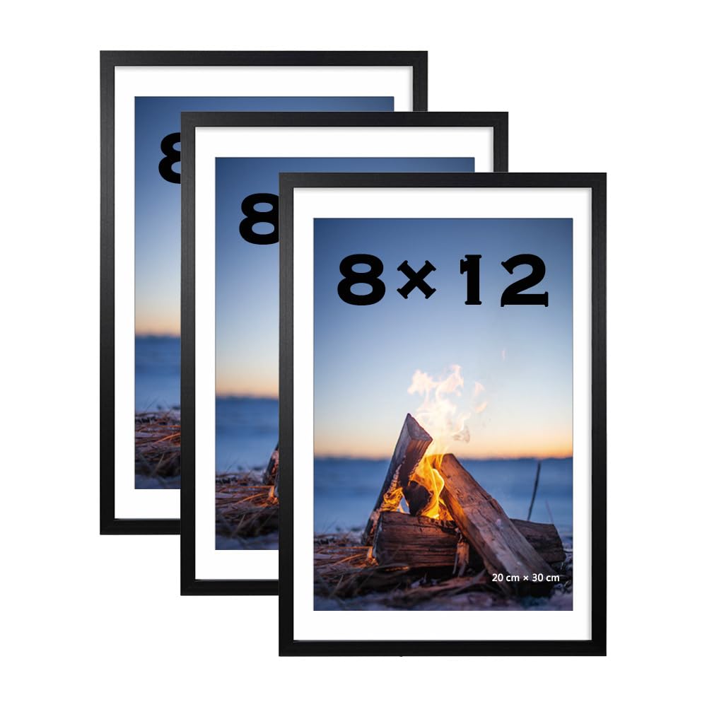 Scholar Tree 8x12 Picture Frame Black Set of 3,20 x 30cm Frame Wall Mountable — image 1