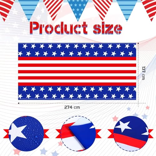 Image of Newwiee 6 Pcs 4th of July Patriotic Tablecloth Disposable American Flag Tablecloth 54x108 Plastic Red White Blue Independence Day Rectangle Table Cover 250th Decoration (Combination)