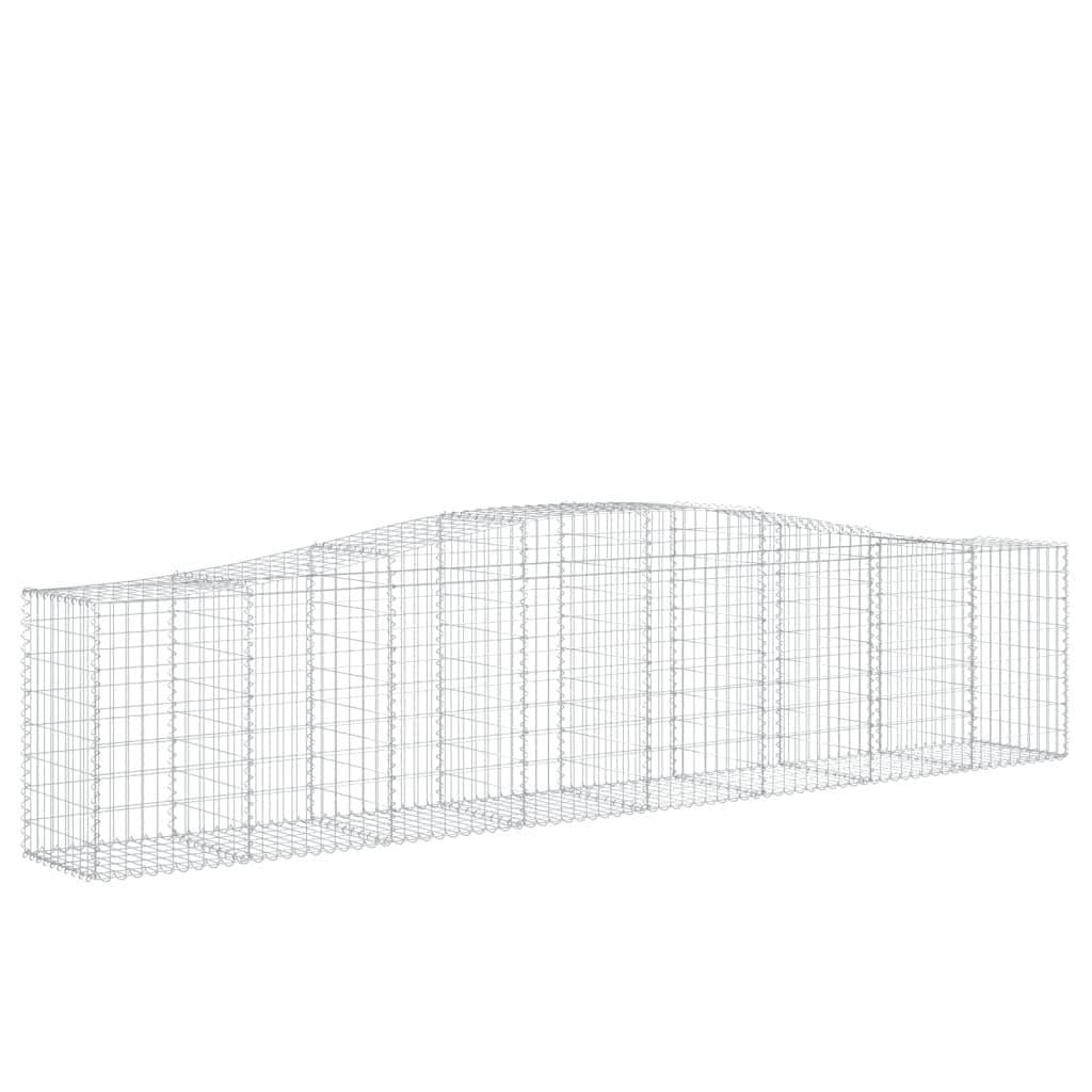 Gaviones con arco alto, 9 unidades, 400 x 50 x 80/100 cm, plateado galvanizado | Cestas de piedra de alambre resistentes para protección visual y decoración de jardín para patio, jardín delantero y paisaje.