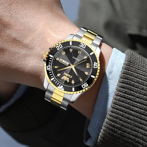 Image of OPK Watches for Men Diamond Roman Analog Mens Watches Waterproof Large Stainless Steel Men Wrist Watch Business Father Gift Watch Blue