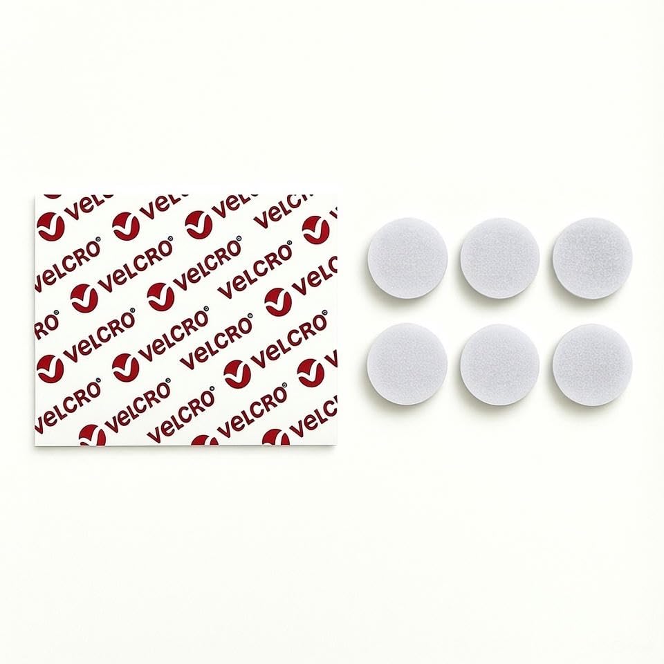 VELCRO® Brand Sticky Back Hook & Loop Coins – Round Pads – PS14 Adhesive (White, 95mm x 6 Pairs)