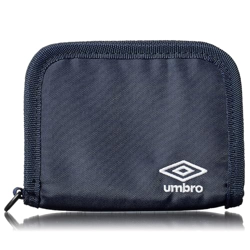 Umbro for Men, Kids Zippered Bi-Fold Minimalist Slim Nylon Wallet (Navy)