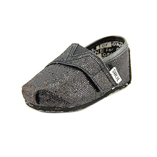 Toms Tiny Toddlers Black Glitter Classic Slip-ons 2 Toddlers