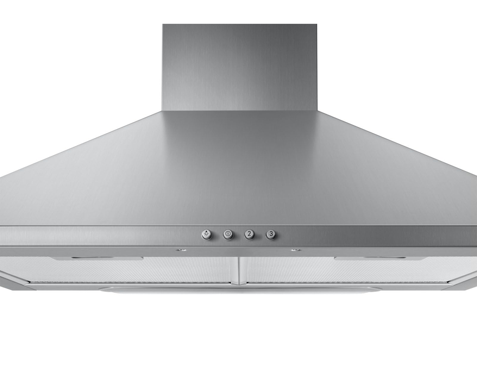 Dekoracyjny okap ścienny Samsung NK24M3050PS - Okap piramida - szerokość 60 cm - Maksymalny przepływ powietrza (w m3/h) : 560 - Poziom hałasu mini. / maxi. (w dBA): - / 66