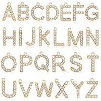 26 Stück Strass Buchstabenanhänger mit Buchstaben von A bis Z 18 Karat Gold Anfangsbuchstaben-Anhänger zur Schmuckherstellung Trendige Glitzer Kristall-Buchstabenperlen für Armbänder Halsketten (G)