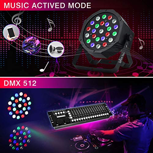 24W Stage Lights, LaluceNatz 24 LED Par Lights 8 Channels RGBW Sound Activated Dj Lights with Remote DMX512 Control for Halloween Christmas Wedding Church KTV Disco Dance Party Stage Lighting(4pcs) - Thumbnail 2