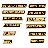PAIYUE 12PCS Magnetic Tool Box Labels,Car Accessories Magnetic Toolbox Labels,Automotive Tools,Universal General Tool Box Organize Accessories,Suitable for Steel Toolboxes (Orange, A Style)