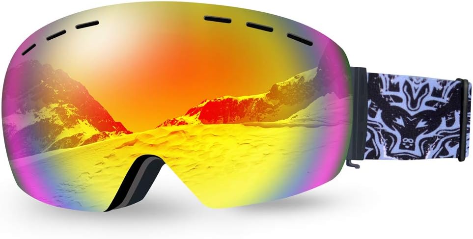 PATALACHI Snowboard Goggles,Ski Over The Glass(OTG) Goggles, Anti-Fog UV400 Protection Scratch Resistant Goggles for Skiing Skating Snowmobile Snow Mountain Climbing