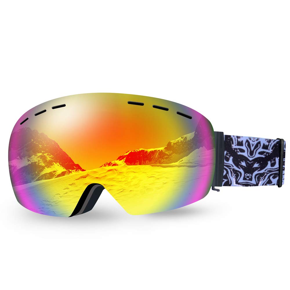 PATALACHI Snowboard Goggles,Ski Over The Glass(OTG) Goggles, Anti-Fog UV400 Protection Scratch Resistant Goggles for Skiing Skating Snowmobile Snow Mountain Climbing