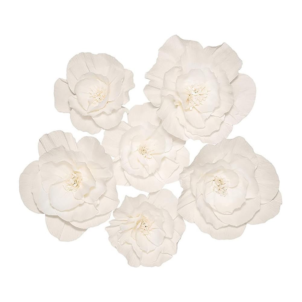FSSTUD 5 grandi fiori di carta velina grandi fiori di carta crespa per addio al nubilato pompon festa di nozze fiori di carta da appendere alla parete baby shower fiori