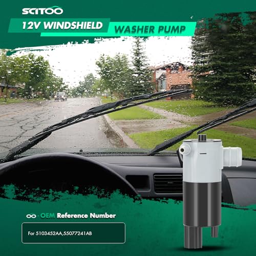 Image of SCITOO Windshield Washer Pump Fits For 2008-2017 for Ford Taurus, Replacement OE# 5103452AA,55077241AB, 2 - Pin | Direct fit for 2015-2017 For Ford For F-150|2013-2017 For Ford For Fusion|Replaces OE 5103452AA,55077241AB|With Grommet