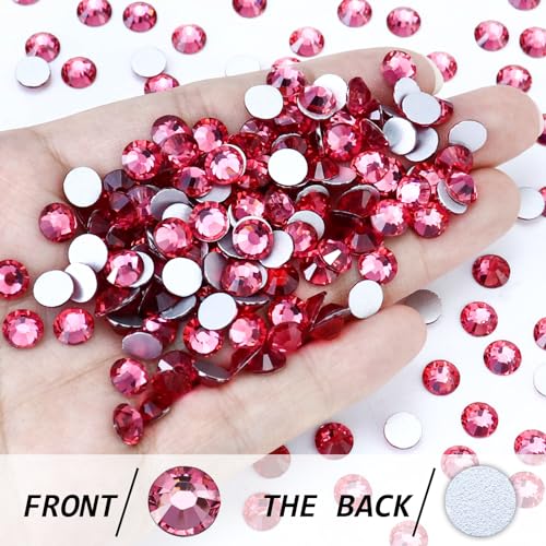 Image of Flatback Crystal Rhinestones Round Gems for Nail Art and Craft Clothes Glue Fix, Rose (2.9-3.0mm) SS12 /1440PCS
