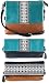 K&Bo Women's Cross Body Bag and Clutch with Boho Style Embroidery, Teal/Black/Brown