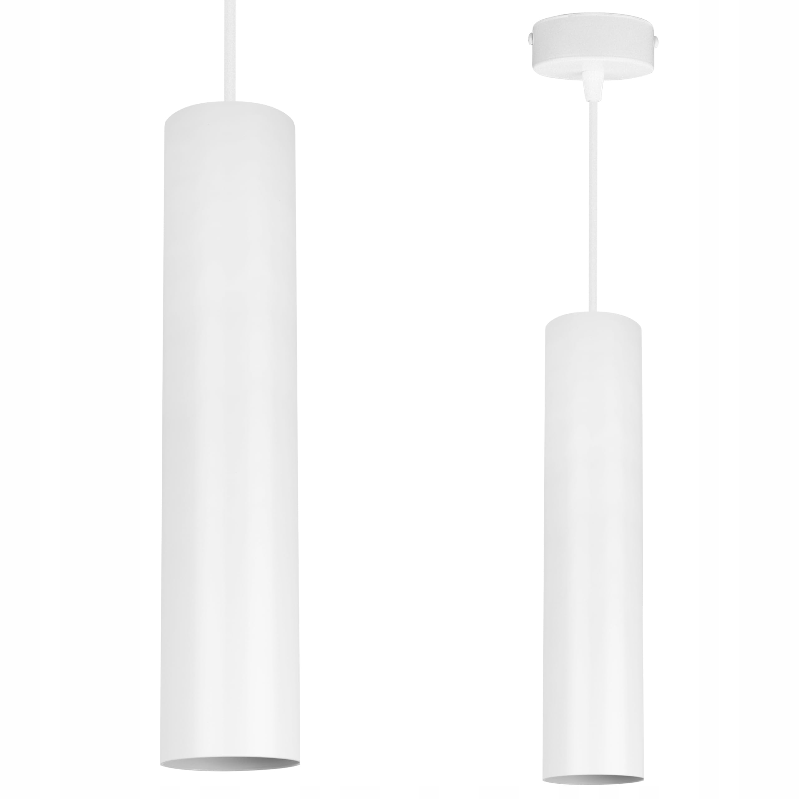 Light-Home Tuba lampa sufitowa wisząca - Nowoczesny żyrandol na sufit do sypialni salonu i kuchni w stylu loft - na 1 żarówkę GU10 - metalowy klosz biały