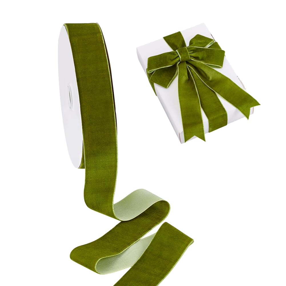 Ruban de velours vert olive 3,8 cm pour arrangements floraux et bouquets