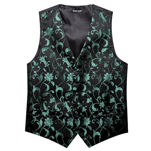 Image of Barry.Wang Mens Suit Vest Paisley /Flower Silk Jacquard Waistcoat Ties Set Formal /Leisure 5PCS