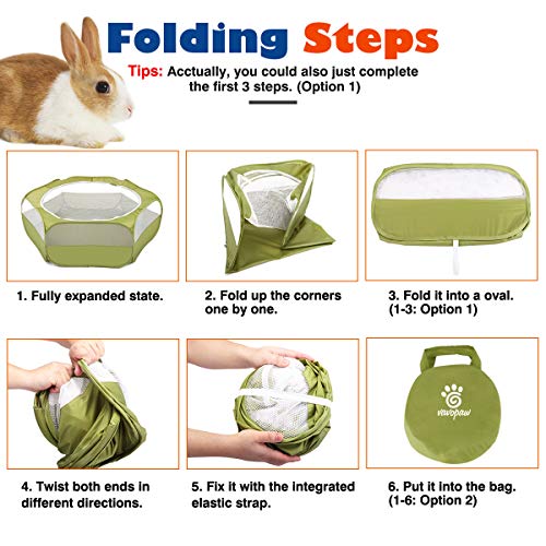 Vavopaw Small Animals Playpen, Waterproof Breathable Indoor Pet Cage Tent With Zipper Cover, Portable Outdoor Exercise Yard Fence For Kitten Hamster Bunny Squirrel Guinea Pig Hedgehog, Avocado Green #TOP2