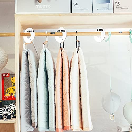 JC-Houser 36Pcs White Clothing Rack Size Dividers, Round Clothes Hanger Separator Dividers with 150 Labels (1 Inch) and 2 Markers, Sturdy Baby Closet Organizer Clothing Rod Dividers
