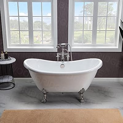 WOODBRIDGE BTA1540-B/N-Feet+B/NDrain Bathtub, Brushed Nickel