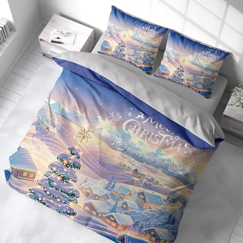 Parure de lit réversible Noël FEBE housse 135x200 microfibre - 3