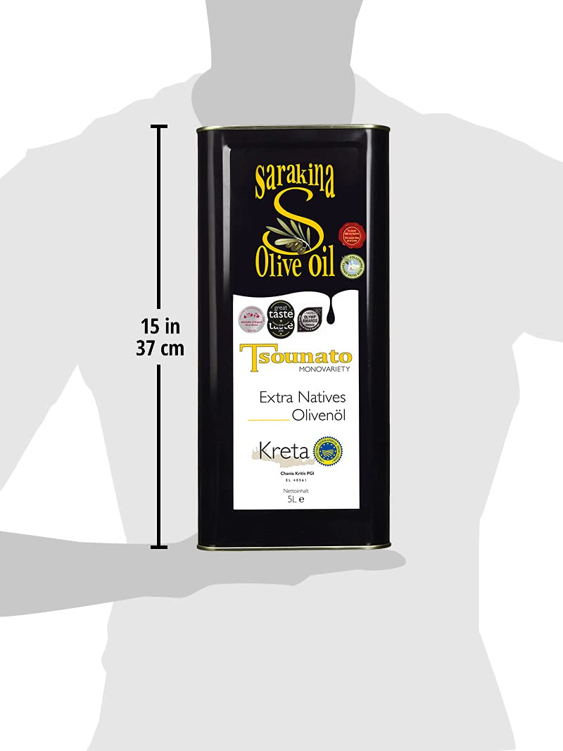 Sarakina Extra Natives Olivenöl (g.g.A), 5000 ml | Extra natives Olivenöl mit geschützter geografischer Angabe (g.g.A) aus Kreta - praktisches 5 Liter Großgebinde