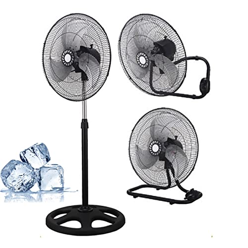 3-in-1 High Velocity Heavy Duty Metal Industrial Floor Fans,Garage Wall Fan, Pedestal Fan, for Patios, Warehouse, Commercial, Basement,18"