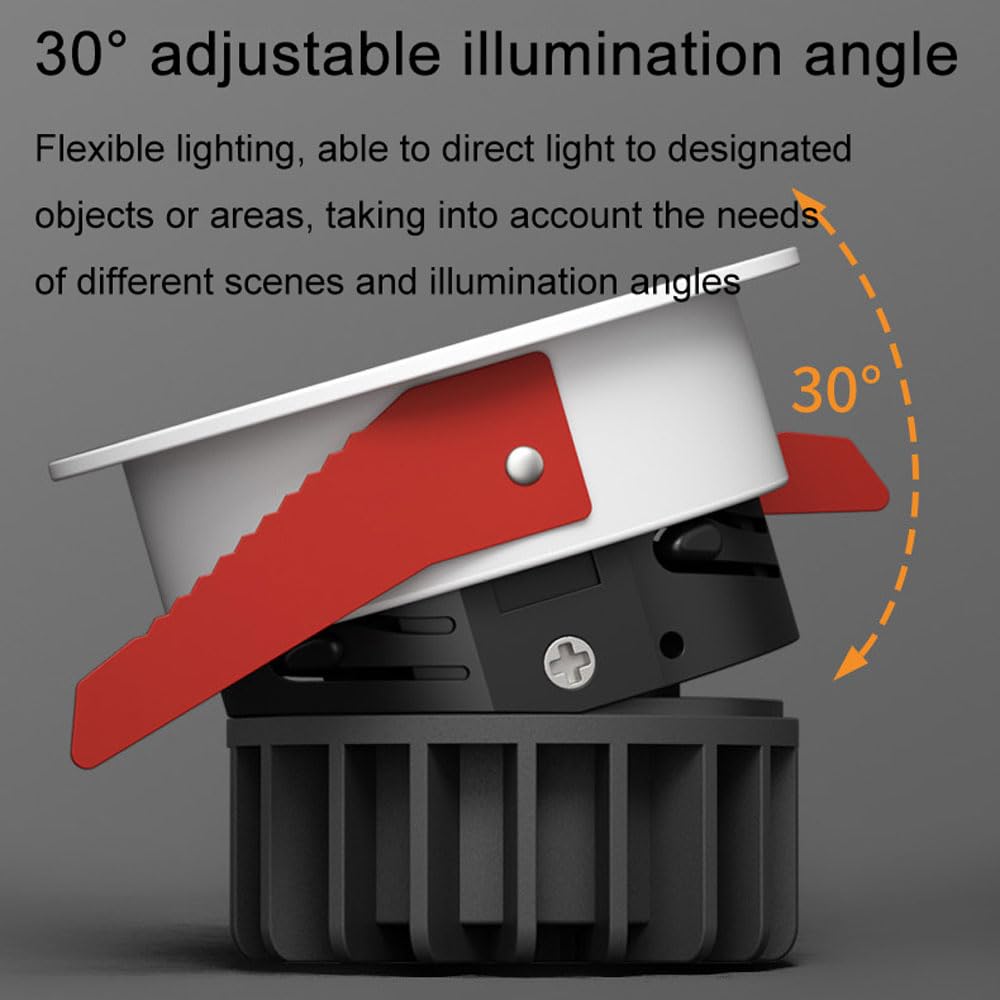 Foco empotrable LED de Aluminio Negro con ángulo de iluminación Ajustable de 30°, 12 Unidades, Foco de Techo LED de 10 W y 3 Colores Regulables, Foco empotrable LED, Foco,
